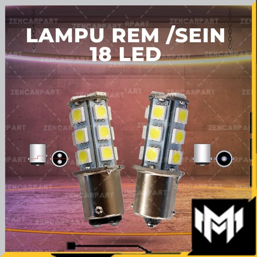 Lampu Rem Sein Mundur Mobil Motor 1157 1156 2 Kaki 1 Kaki Strobo Kedip 18 Titik LED Putih Merah Biru
