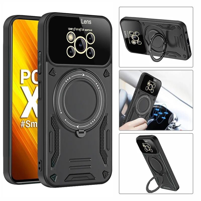 Phone Case for Xiaomi Poco X3 X5 X6 F6 Pro Case Magnet Ring Armor Wireless Charging Magsafe Case For
