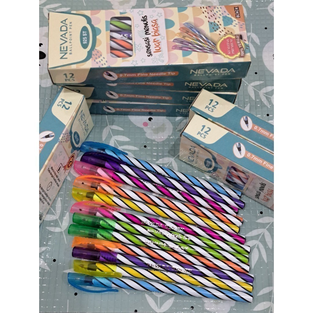 

J2 - 12pcs Pulpen Nevada 925 ST Bolpen Lilin Tinta Hitam