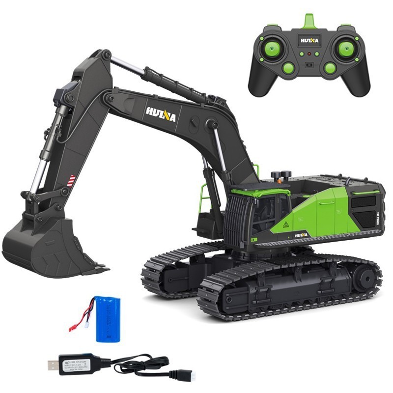 Mainan RC Miniatur Alat Berat Huina 1593 RC Alloy Excavator Diecast Alat Berat Skala 1:14 22ch