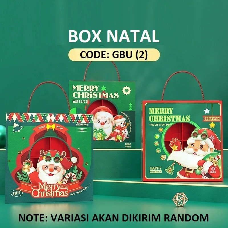 

(GBU-2) TAS BINGKISAN NATAL UNTUK COOKIES COKLAT PERMEN HADIAH box packaging christmas santa claus merry christmast selamat hari natal box packaging kue