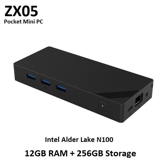 ZX05 Pocket Mini PC - Intel Alder Lake N100 - LPDDR5 12GB RAM SSD 256GB ROM