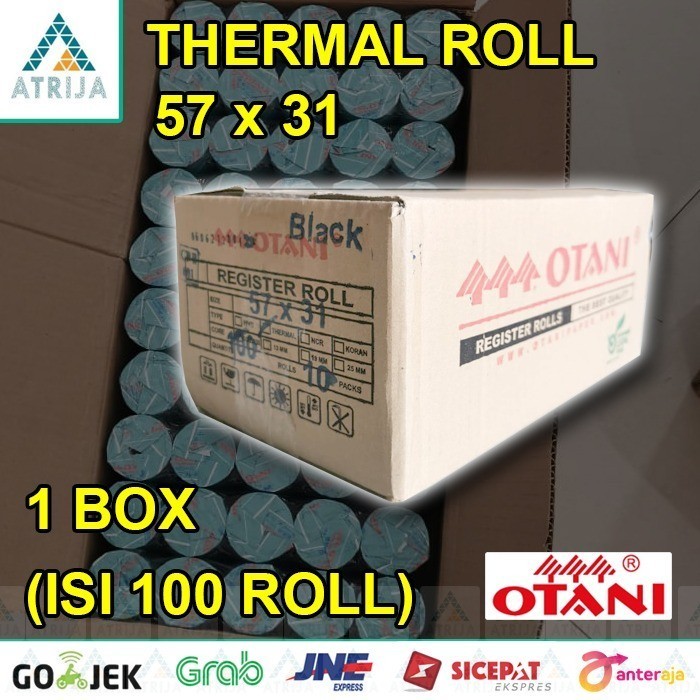 

promo ✨ -1 Box Otani Coreless 57x30 / 58x30 / 57x31 Kertas Thermal Struk Kasir - Hitam