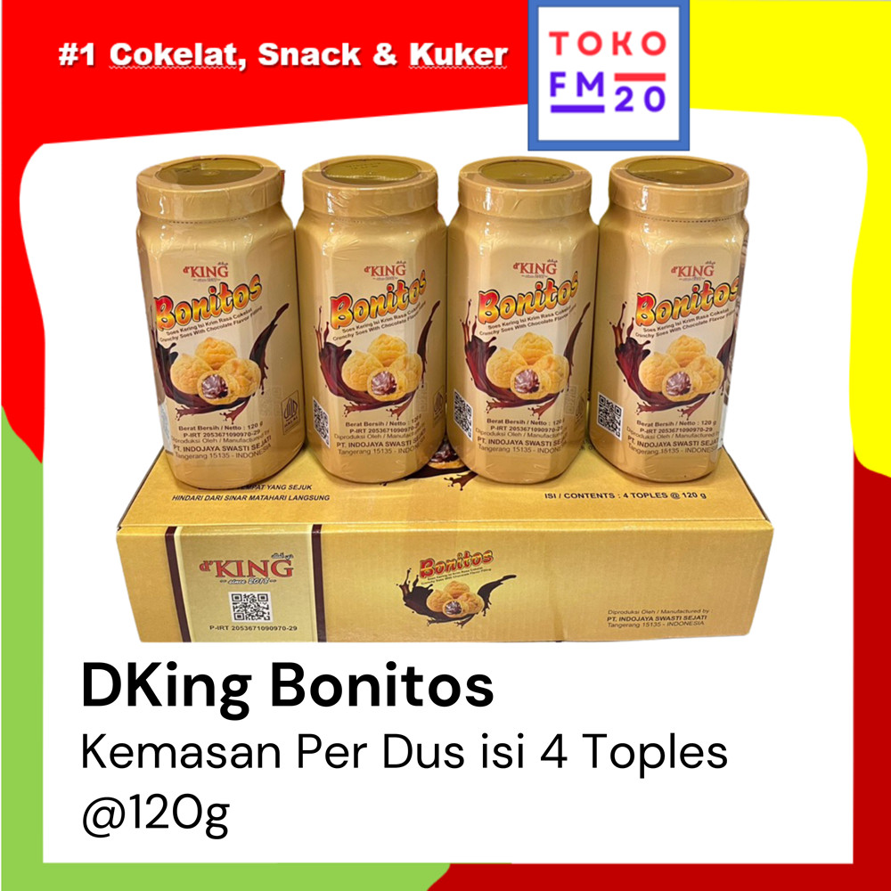 

DKING Bonitos Kue Soes Kering isi Cokelat Lumer 1 dus isi 4 toples