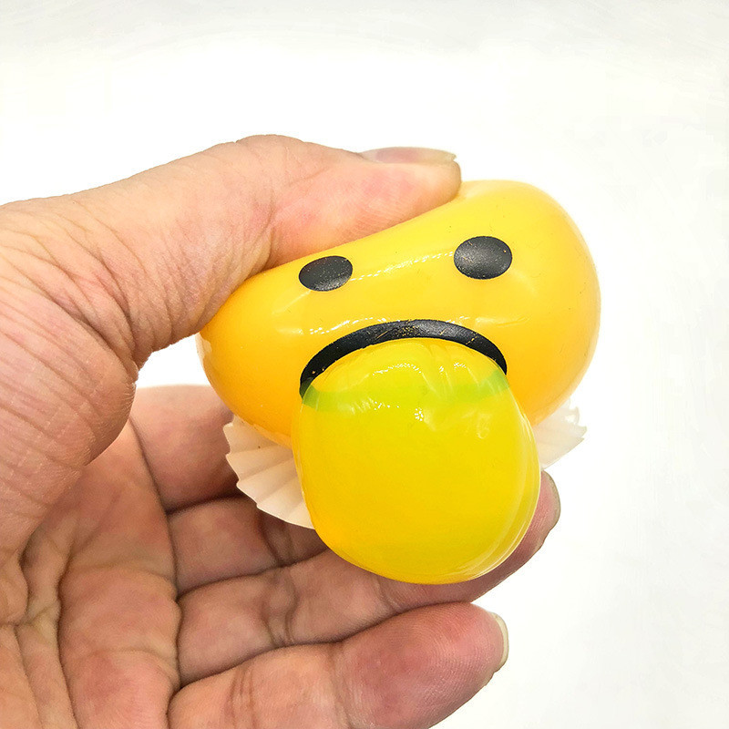 squishy vomiting egg yolk Anti Stress Relief Toy Vomit Lazy Egg Joke Squeeze Toys Funny Gag Jokes