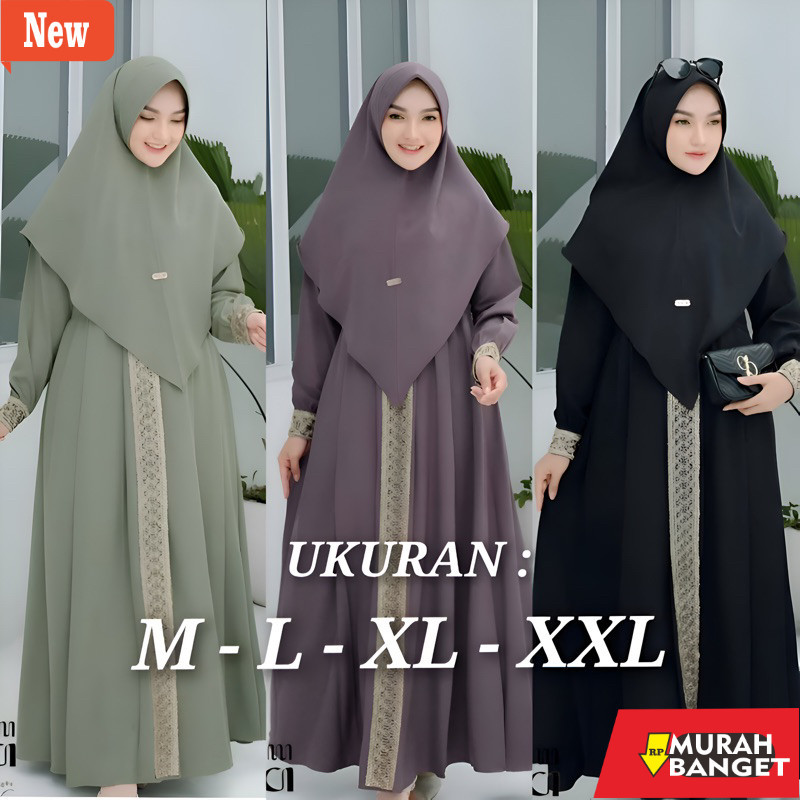 Gamis wanita terbaru yg viral- KANAYA SYARI PLUS KHIMAR UKURAN S M L XL XXL XXXL GAMIS BUSUI POLOS S