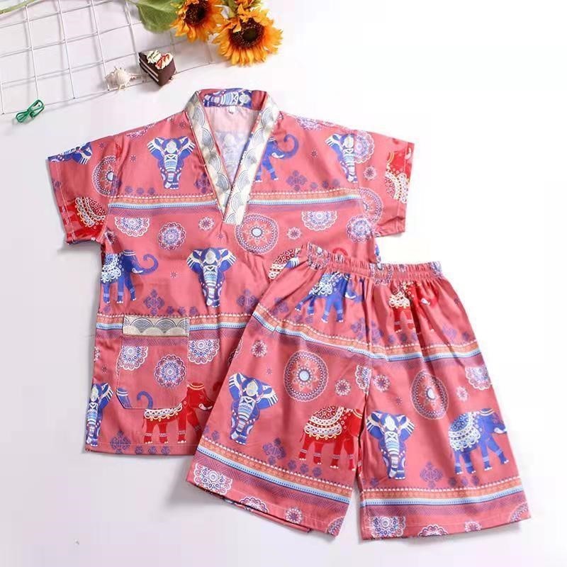 Creative Cotton Children's Japanese Kimono Pajamas Baby Short-Sleeved Comfortable Sleepwear Printing
