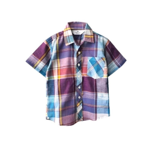 KEMEJA HNM SQUARE BLUE PURPLE ANAK LAKI LAKI HM