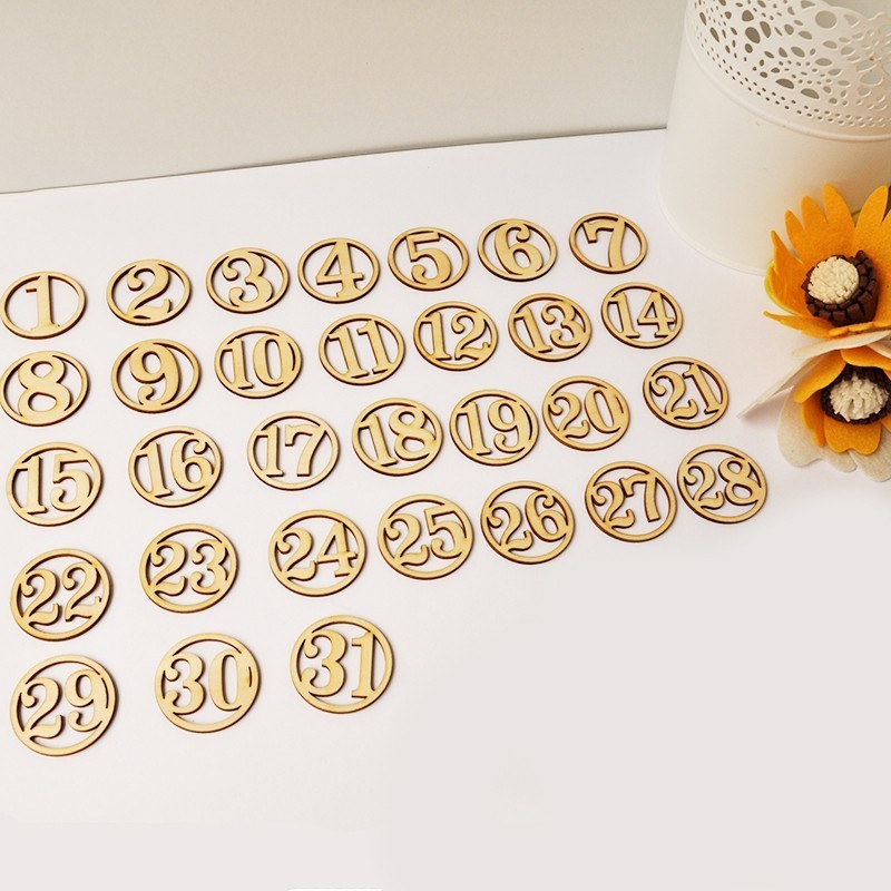 

1 Set Natural Wood Numbers 1-25 / 1-31 Round Wood Slices Handmade Crafts For Scrapbooking Home Decoration Math Education Letter