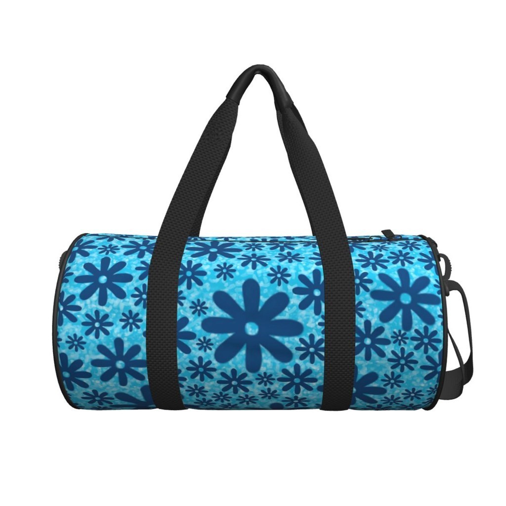 Blue Daisy Print Sports Bags Retro Flowers Travel Gym Bag Gym Accessories Retro Handbags Men Women D