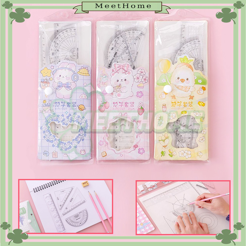 

Penggaris Set/Penggaris Plastik 1 Set 4 Model/Penggaris Set Karakter 20cm/Ruler Set 4 Akrilik