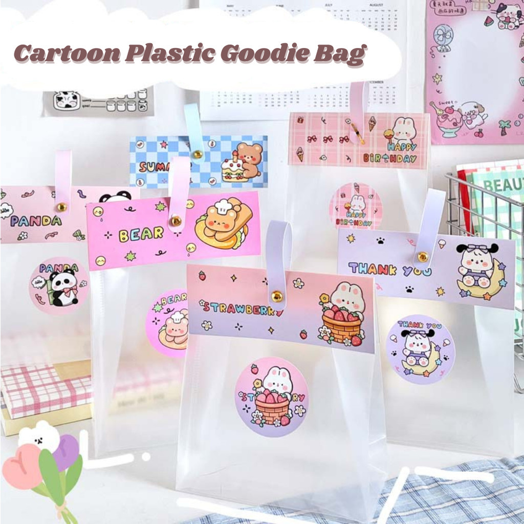 

[HARU] Cartoon Plastic Goodie Bag Set With Handle Hampers Gift Packaging Bag Kantong