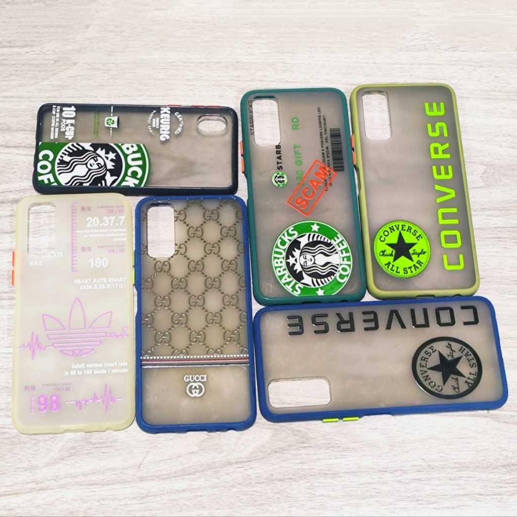 (Moza) Case Matte Motif Starbucks Vivo Y20/Y20i/Y20S/Y12S Casing Lucu Simple Cool mcd Square Softcas