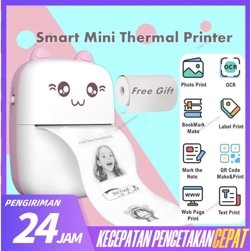 Tanpa Tinta Mini Portable Thermal Printer 57mm/Home Use Foto Gambar Printer Alat/Printer Bluetooth