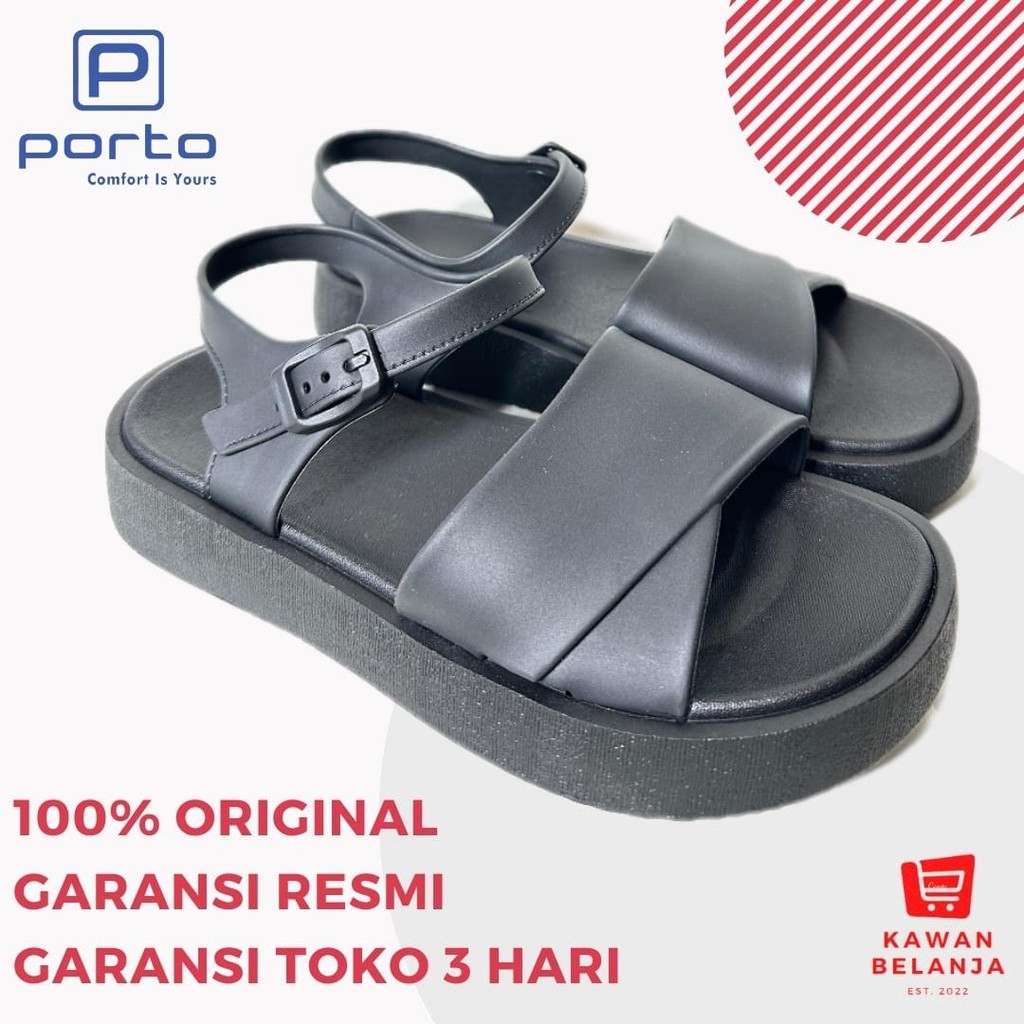 Sandal Selop Tali Porto Lady KAS-3 Tebal 5 cm Hitam Coklat 37-40