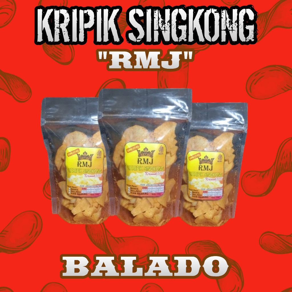 

TERMURAH !! Kripik Singkong SPESIAL RMJ/Rasa BALADO/ Tanpa Pengawet/ Brkah