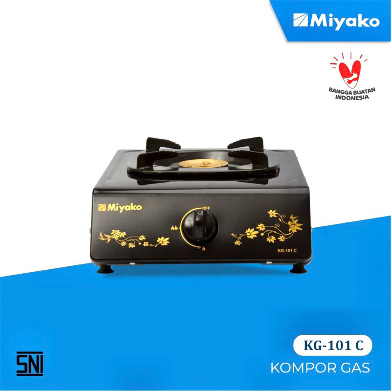 Kompor Gas 1 Tungku MIYAKO KG-101 C Teflon Kuningan Burner Api Biru