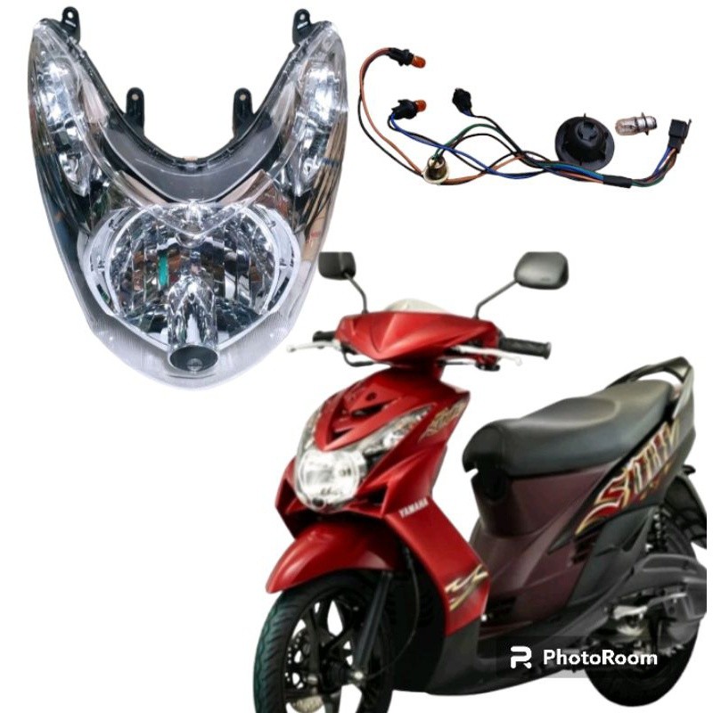 mika+Reflektor Lampu Depan Mio Soul lama