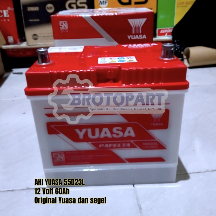 AKI MOBIL YUASA 55D23L ACCU BASAH 12VOLT 60Ah