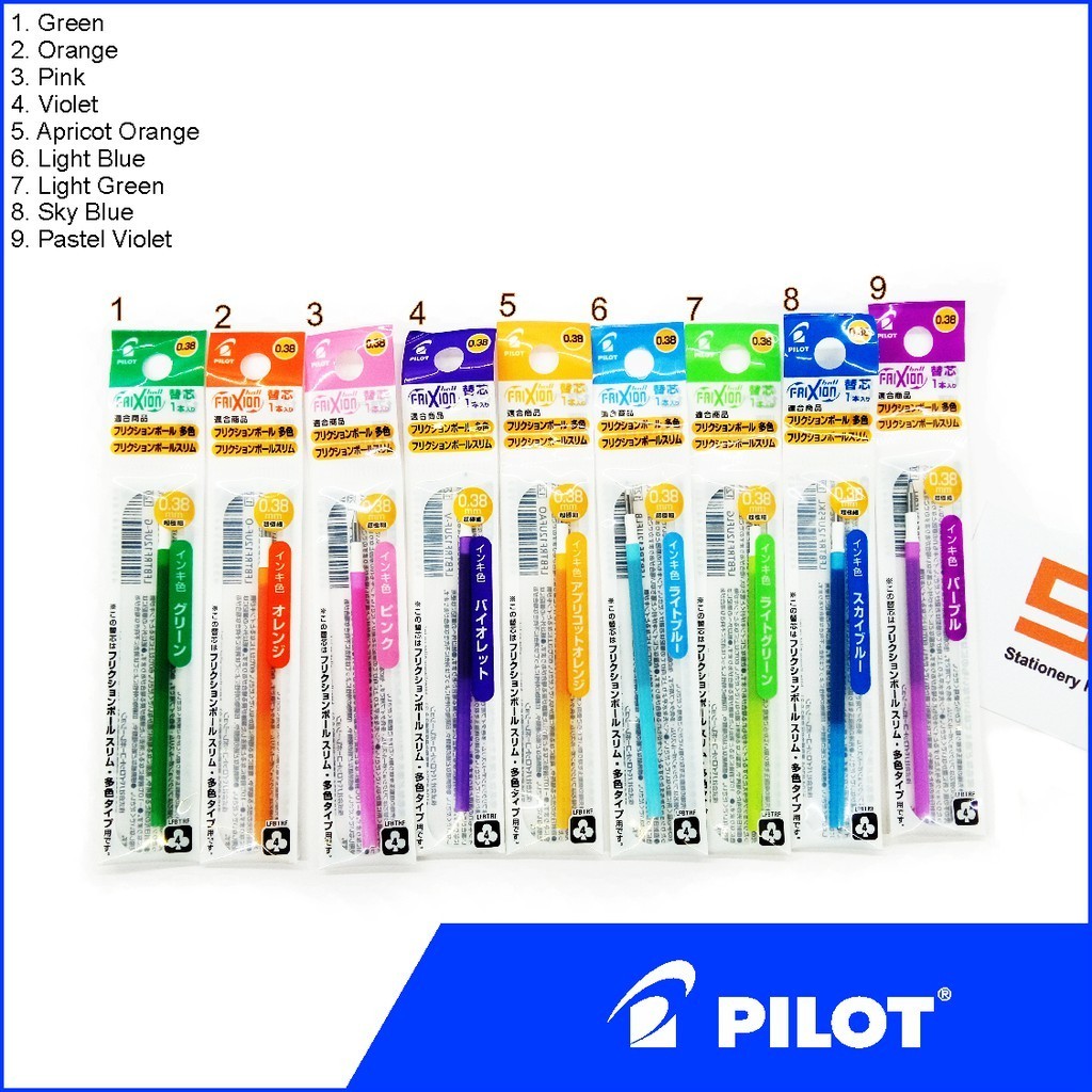 

Refil Pulpen Pilot Frixion Slim 0.38 mm Colors Isi Pulpen Frixion Slim 0.38 mm Warna - Satuan SHAGB