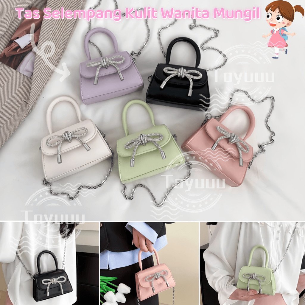 [Ready]Tas Selempang Kulit Wanita Mungil/Tas Fashion Korea Selempang Jalan Jalan Anak/Tas Selempang 