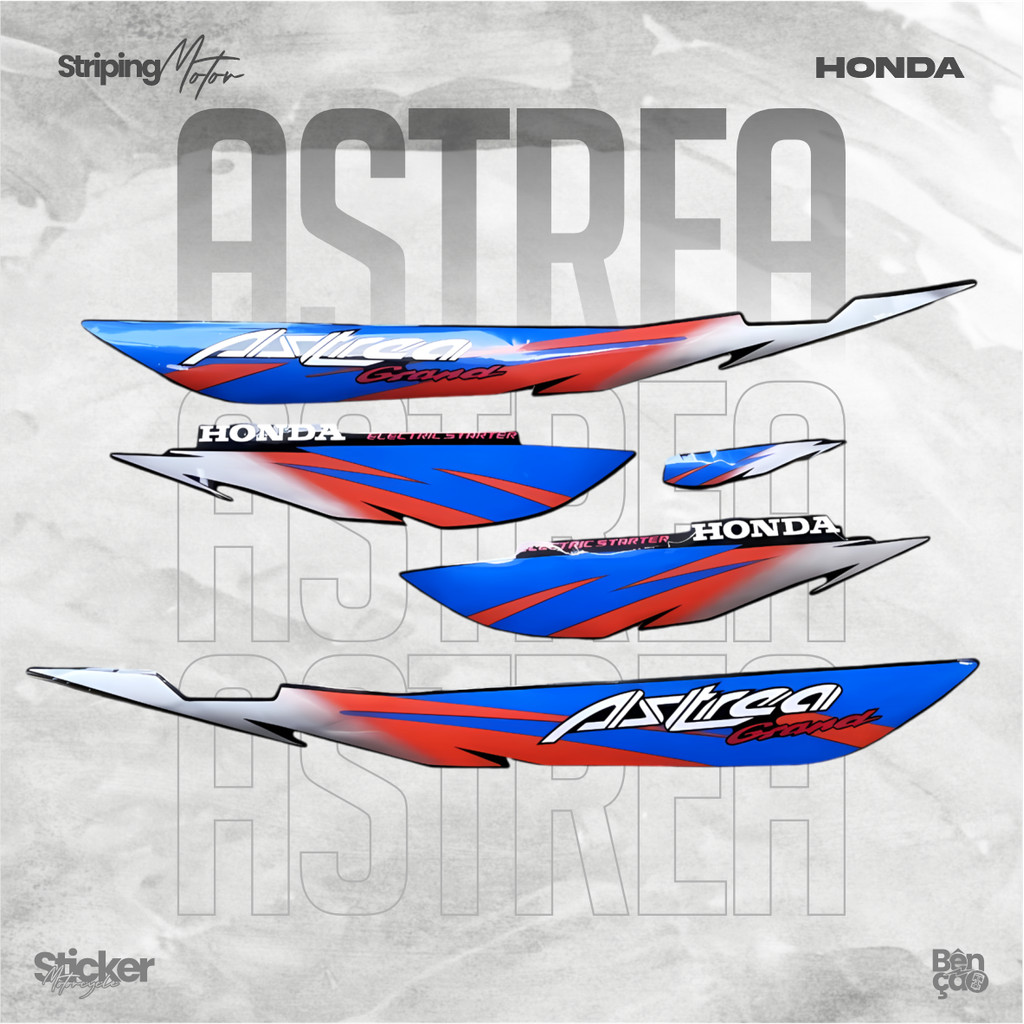 Striping stiker motor | HONDA Astrea Grand ELEGANT LIMITED EDITION   hitam lis biru   standar berkua