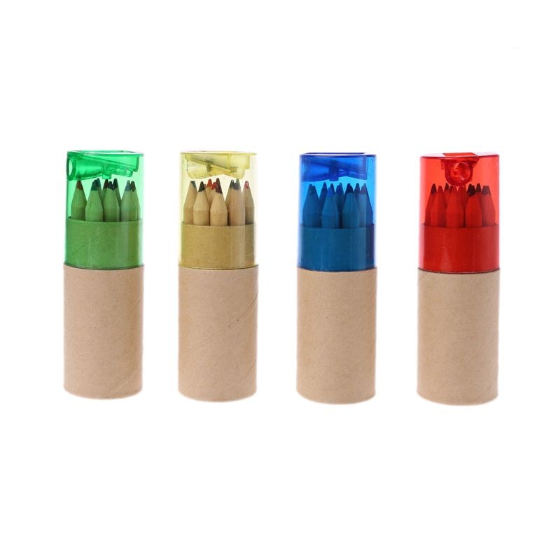 

12pcs/set Mini Cute Child Gift Wooden Painting Writing 12 Colors Pencils pen With Sharpener Drop ship Dropshipping