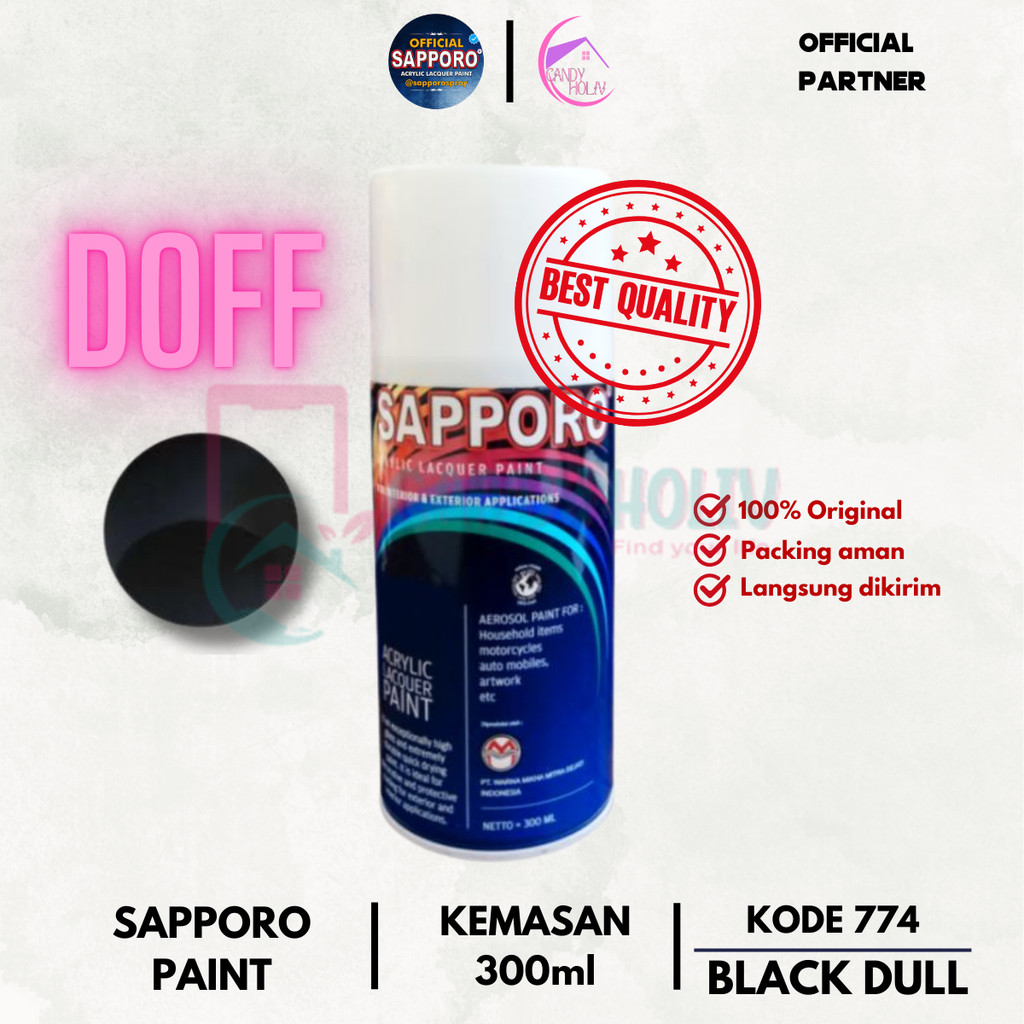 

774 DULL BLACK SAPPORO STANDAR 300ml Cat Semprot Pylok Pilok Pylox