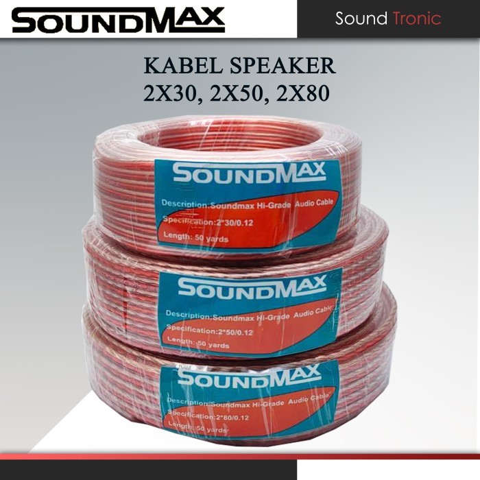 Kabel Speaker SOUNDMAX 2x30 2x50 2x80  50Yard 40Meter Kabel Transparan 40 Meter