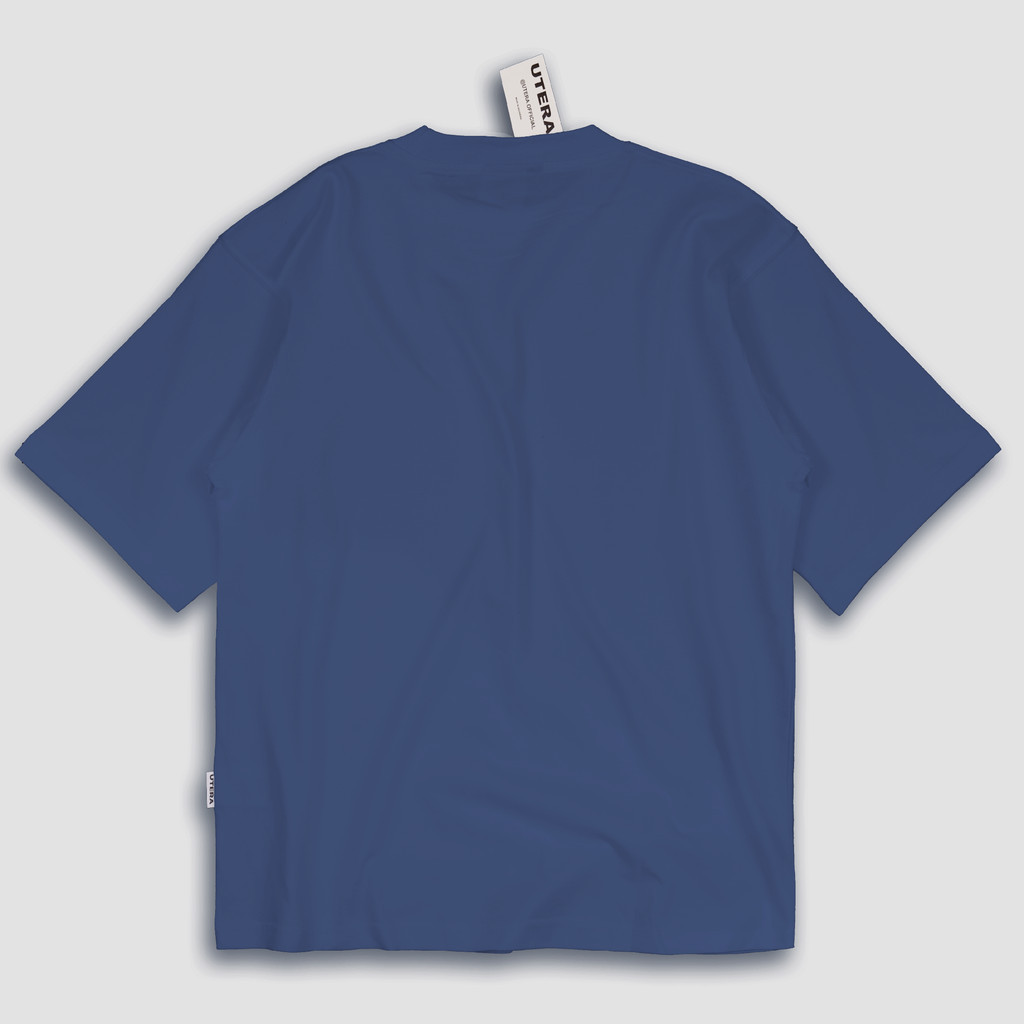 UTERA - Kaos Oversize Polos Unisex Boxy Fit | Katun Combed 20s Nyaman Dipakai - Biru Denim