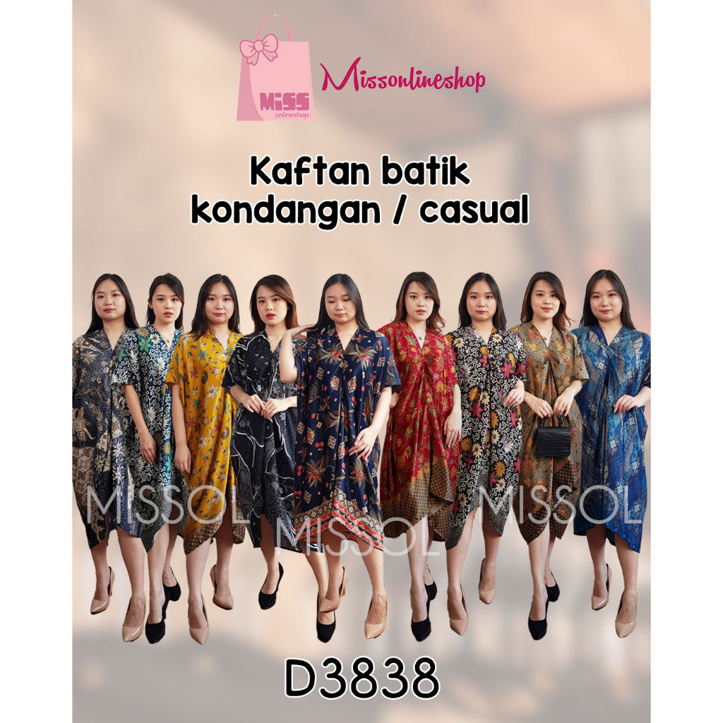 MISSOL kaftan batik semi sutra premium dress wanita formal dress kondangan 3838 D3838// PROMO MURAH 