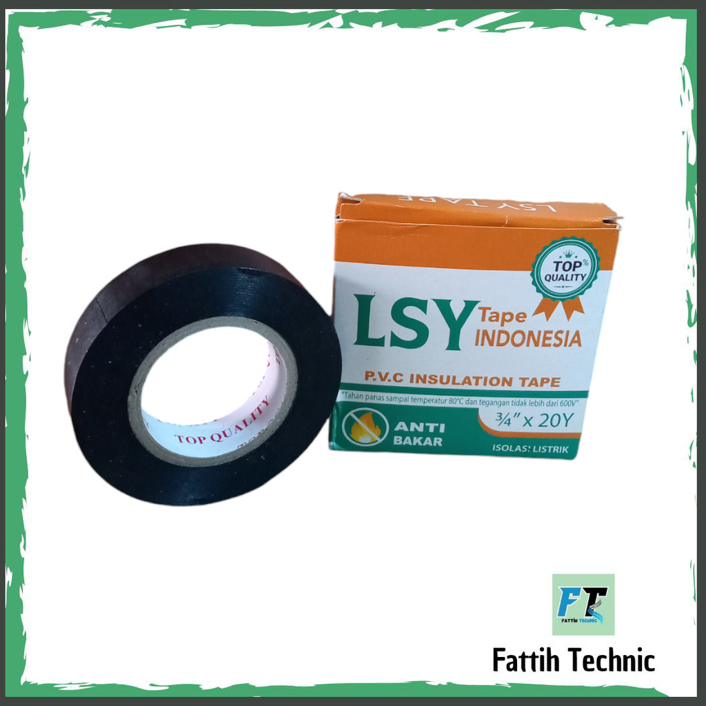

isolasi kabel hitam / solasi listrik PVC insulation LSY TAPE 20 Yard Ready stok Bisa COD By Fattih Technic