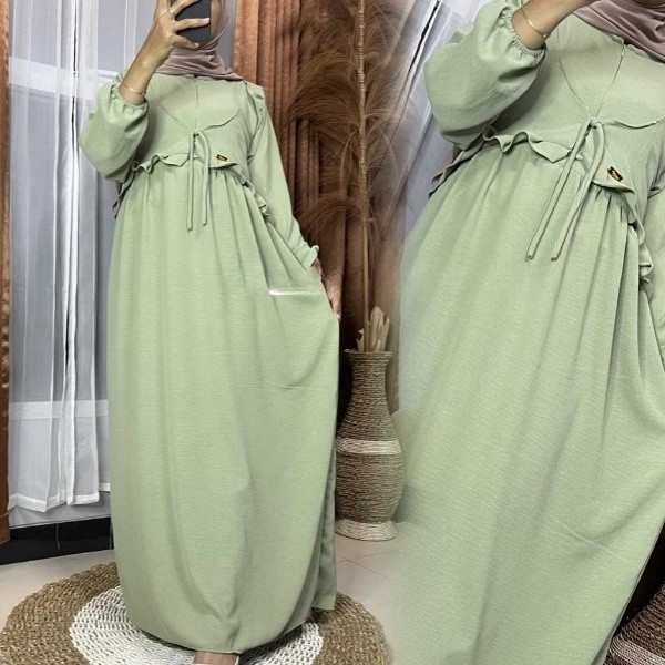 Gamis Cantik Murah / NABILA DRESS GAMIS ROMPI BAHAN CRINKLE AIRFLOW PREMIUM SIZE S-M-L-XL-JUMBO