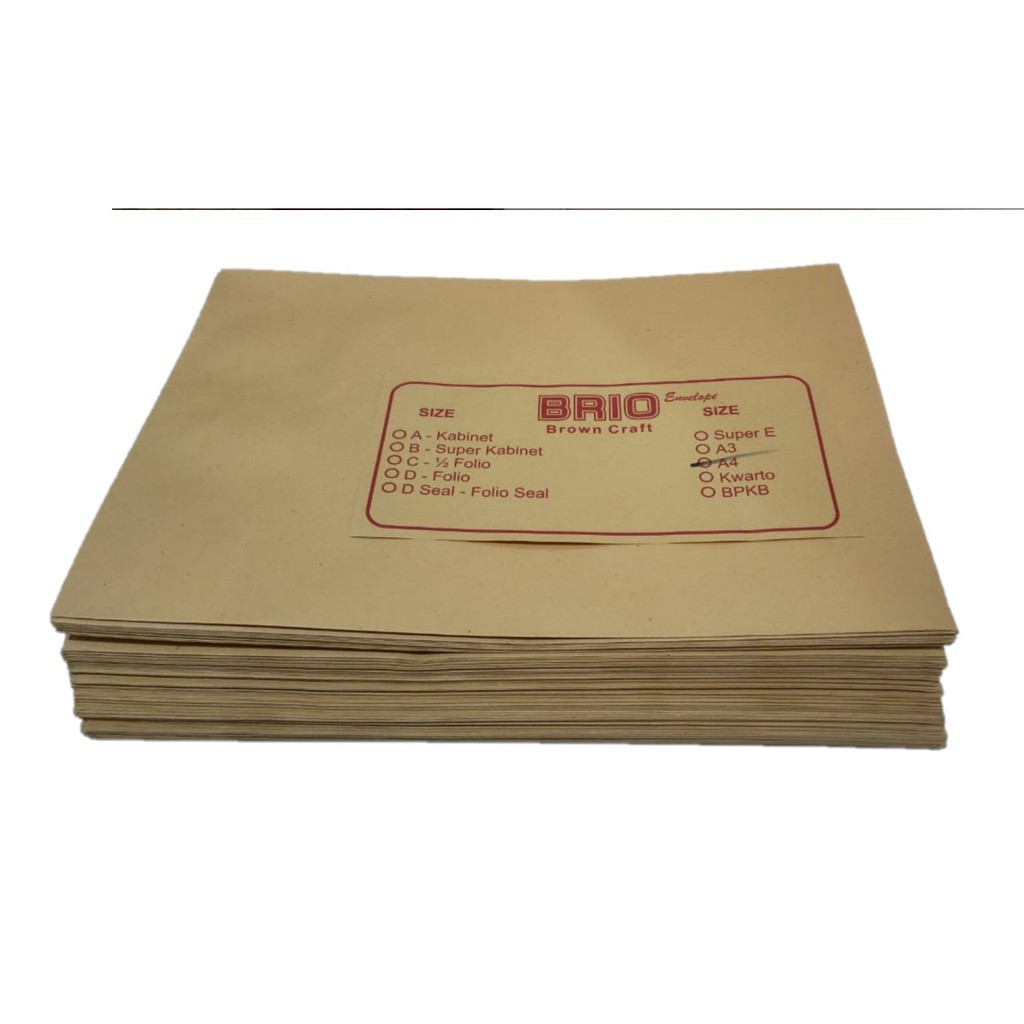 

Amplop Coklat Brio Ukuran A4 per Pack isi 100