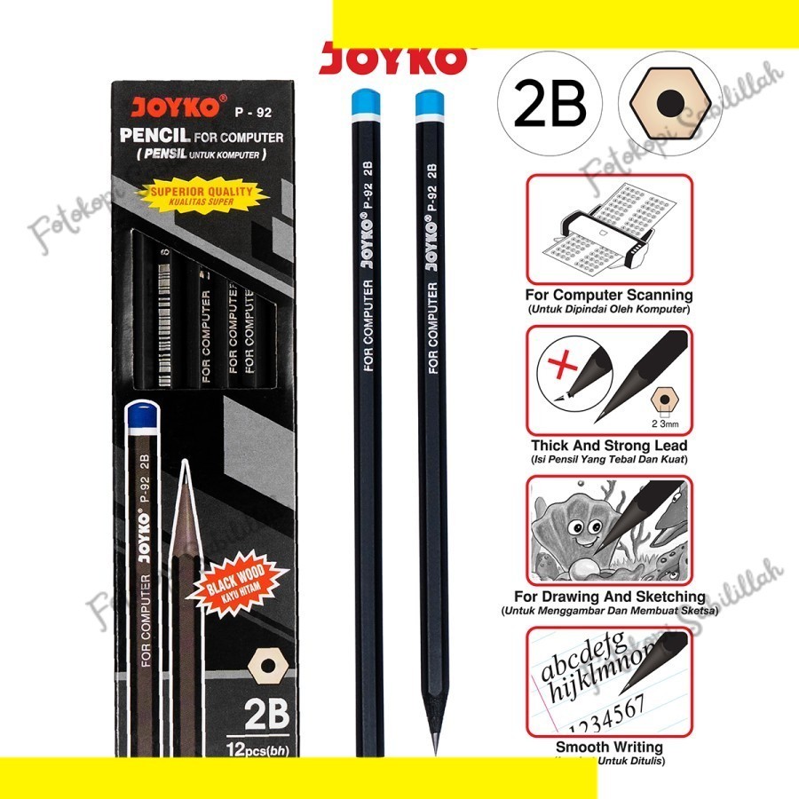 

Pensil Joyko P 92 2B Hitam / Pensil Joyko 2B Hitam P-92 (pak)