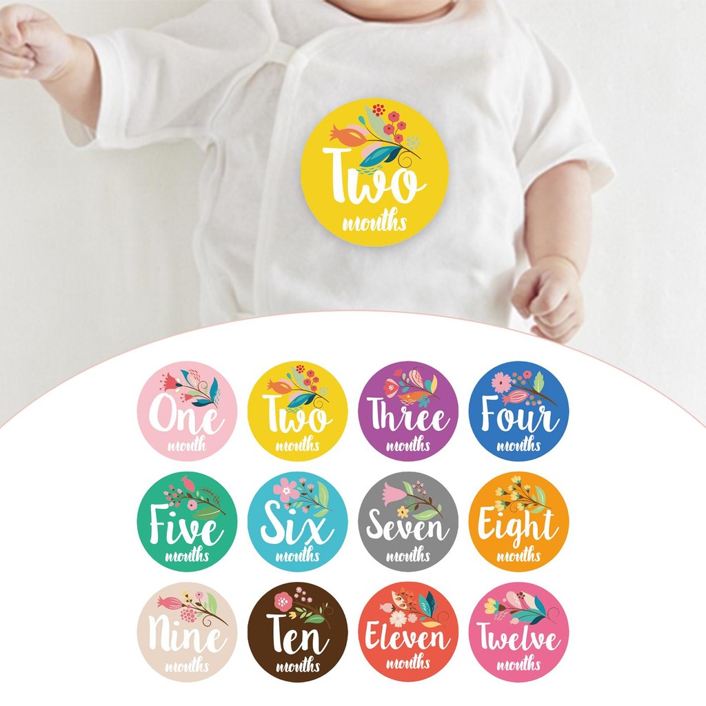 

12Pcs Baby Monthly Stickers Flowers Sticker Keepsakes Memories Photo Props