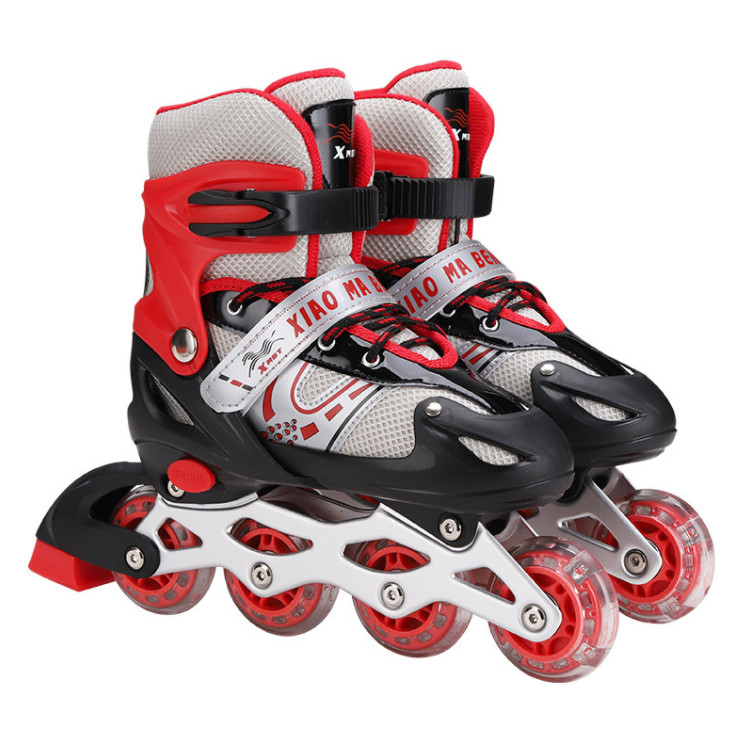 Children's skates single flash PVC wheel adjustable roller skates outdoor fitness skates roller shoe