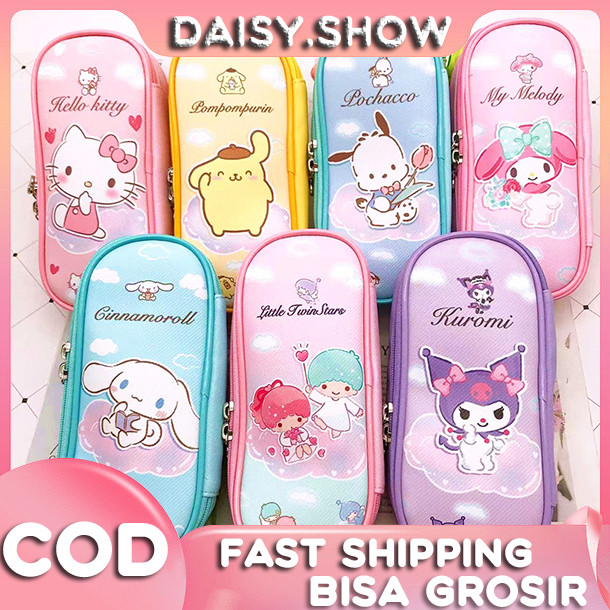 

Pensil Kotak Besar Warna Pastel Motif Sanrio Cinnamoroll Kuromi Melody dengan Double Zipper