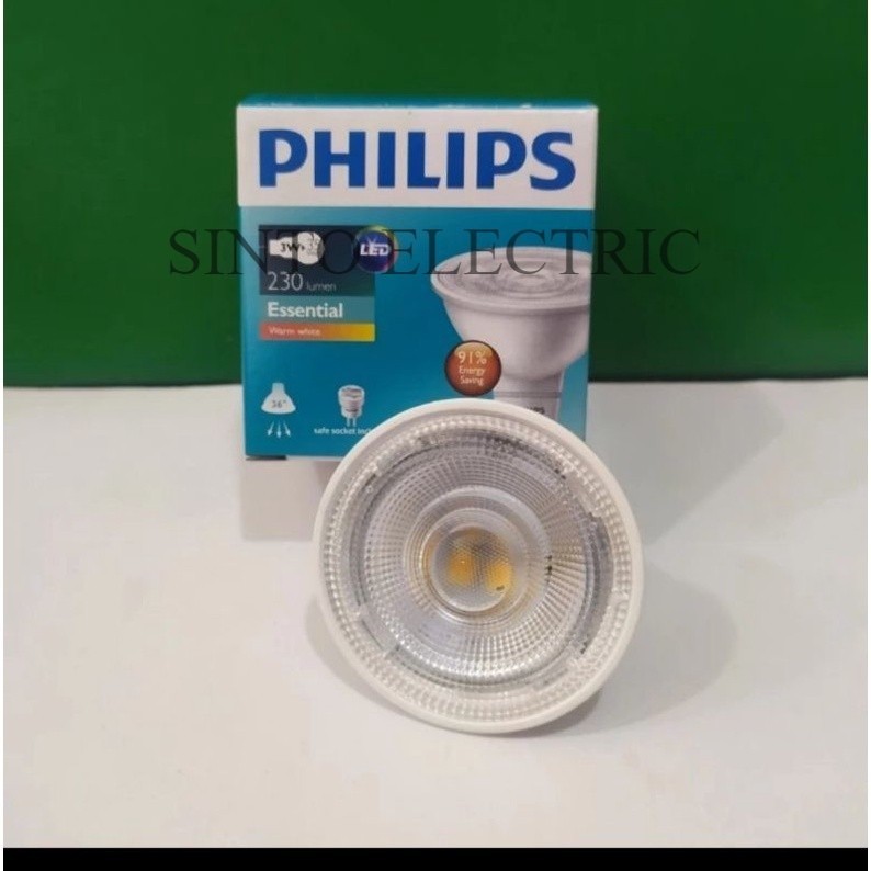 PHILIPS Lampu 3watt LED halogen Philips 3w Led mr16 sorot halogen LED 220v mr16 - Putih