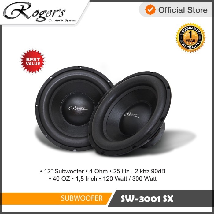 GROSIR Rogers Car Audio Subwoofer SW-3001SX - Garansi Resmi 1 Tahun