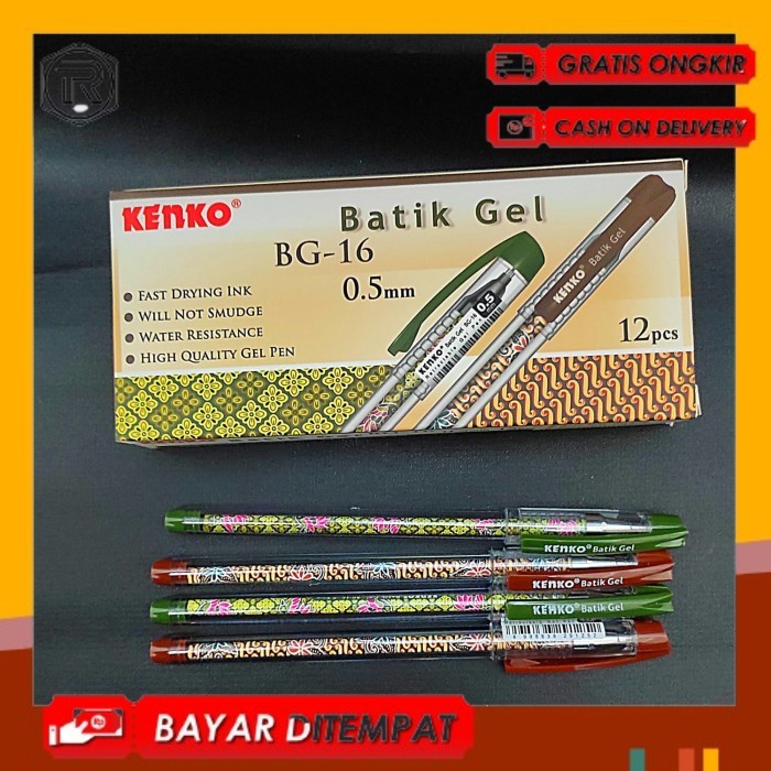 

PULPEN, PULPEN GEL, BOLPEN, BOLPOIN GEL BATIK BG 16 HITAM KENKO