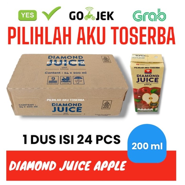 

DIAMOND JUICE APPLE Jus Apel 200 ml - ( HARGA 1 DUS ISI 24 pcs )