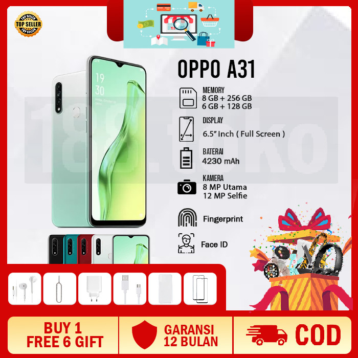 Hp Smartphone OPPO  A31 RAM 8/256GB 4G NEW LTE Dual Sim Garansi 1 Tahun Grosir