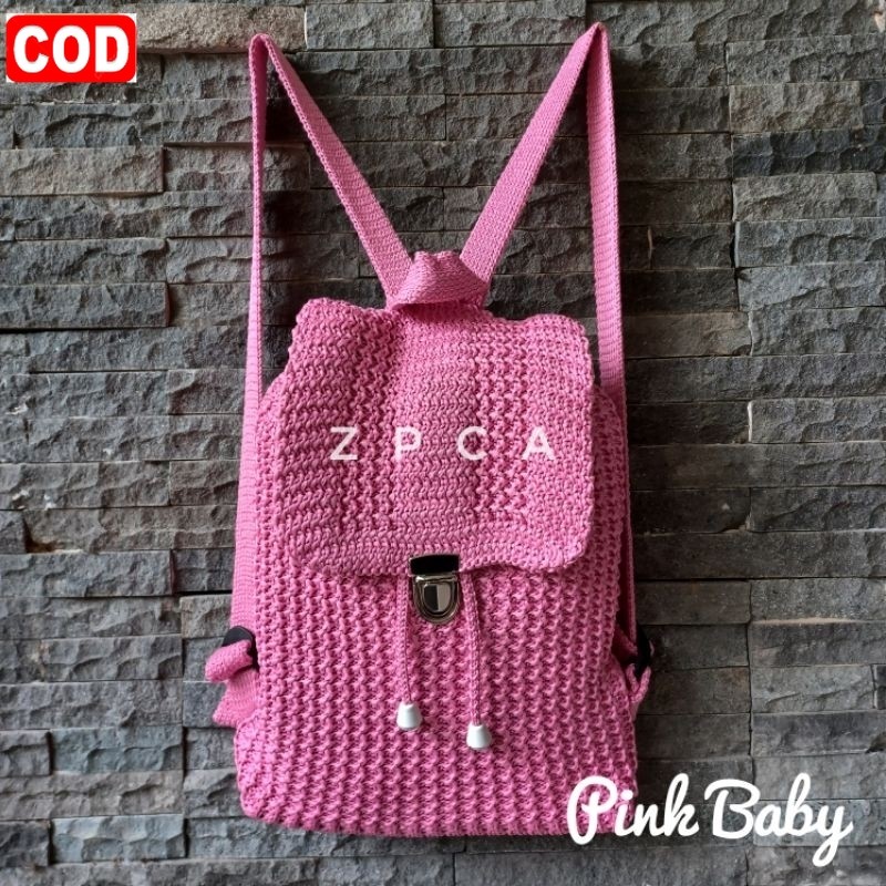 Tas Ransel Rajut Wanita Tas Gendong Kekinian