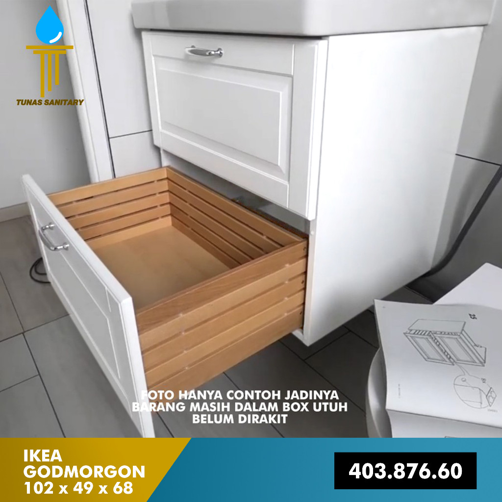 promo Meja Rak Kabinet Lemari Wastafel IKEA GODMORGON 100x47x58cm Putih Kasjon White