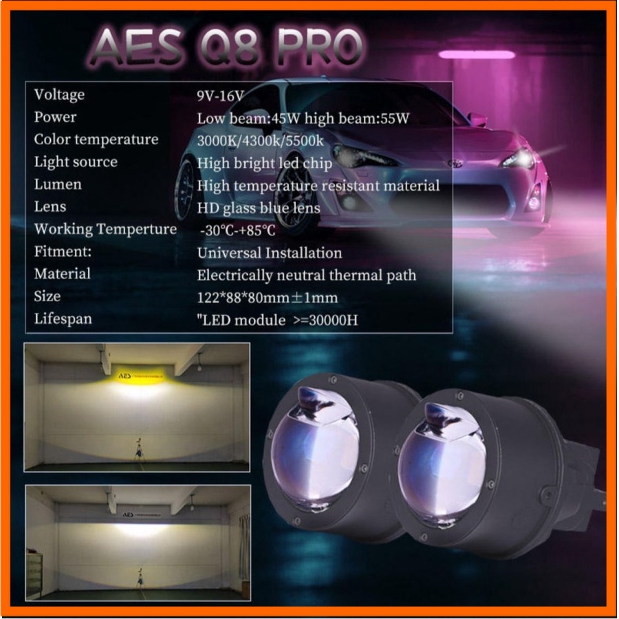 BILED FOGLAMP FOG LAMP AES Q8 PRO LASER 3 WARNA ORIGINAL