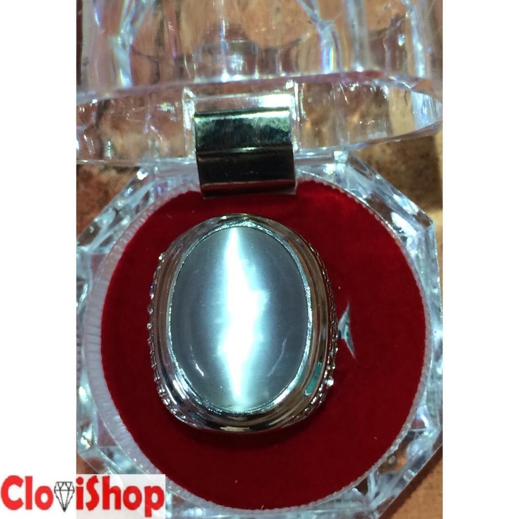 Cincin Titanium Tanam Batu  Akik Cat Eye Susu Atau Warna Putih HQ