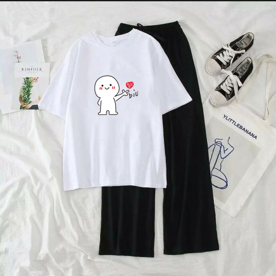 Setelan Anak Perempuan Kaos Lengan Pendek & Celana Kulot Voxy BIU BIU SET37