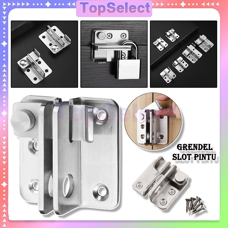 Grendel Geser Stainless Tebal/Kunci Pintu Lemari Geser Minimalis/Overpal Gembok Selot Pintu Cantolan