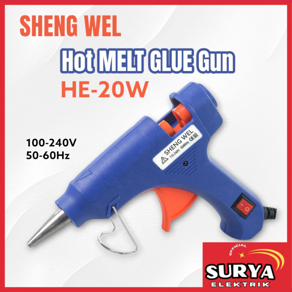 

Pistol Lem Tembak SHENG WEL HE-20W Hot Melt Glue Gun Saklar On Off Penyangga